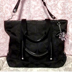 Coach Black Daisy Jaquard Tote